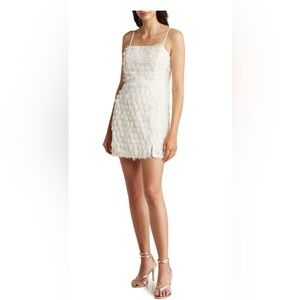 Lush Textured Fringe Dress Cream Size Small
